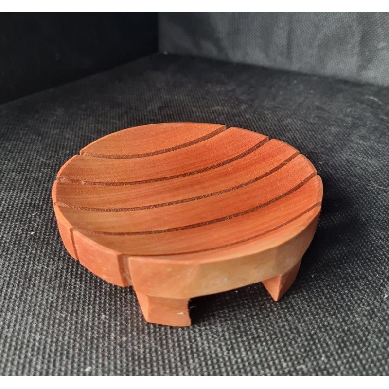 Round mahogany soap dish