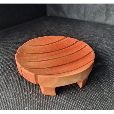 Round mahogany soap dish